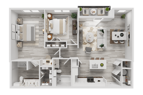 Floor plan for 2 beds, 2 baths, 1176 sqft